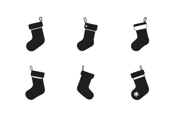 hanging christmas stocking vector silhouette