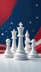 Strategic Alliance on the Chessboard with American Flag