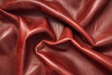 Close-up of draped, deep maroon leather