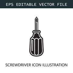 Screwdriver Icon Logo Vector Image in Black and White
