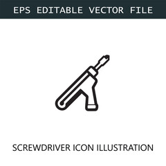 Screwdriver Icon Logo Vector Image in Black and White
