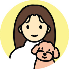 icon people pet-friendly, mama and her puppy, brown dog, cute pet, woman with dog
