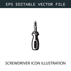 Screwdriver Icon Logo Vector Image in Black and White
