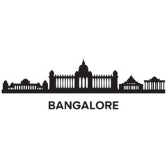 Bangalore skyline horizontal banner. Bangalore, India. Vector template for your design. Vector black silhouette. with white background