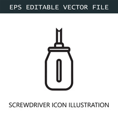 Screwdriver Icon Logo Vector Image in Black and White
