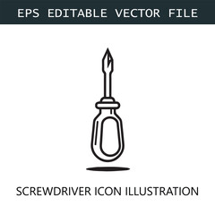 Screwdriver Icon Logo Vector Image in Black and White
