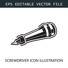 Screwdriver Icon Logo Vector Image in Black and White
