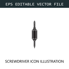 Screwdriver Icon Logo Vector Image in Black and White
