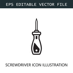 Screwdriver Icon Logo Vector Image in Black and White
