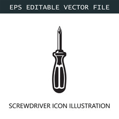 Screwdriver Icon Logo Vector Image in Black and White
