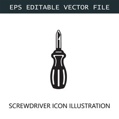 Screwdriver Icon Logo Vector Image in Black and White
