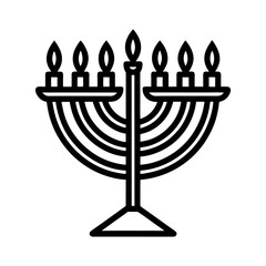 hanukkah icon or menorah lamp outline jewish cand vector silhouette