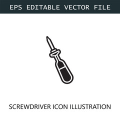 Screwdriver Icon Logo Vector Image in Black and White
