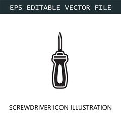 Screwdriver Icon Logo Vector Image in Black and White
