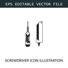 Screwdriver Icon Logo Vector Image in Black and White
