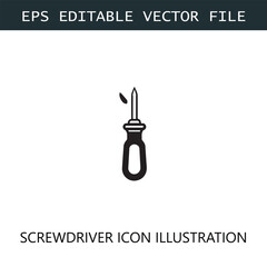 Screwdriver Icon Logo Vector Image in Black and White
