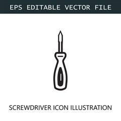Screwdriver Icon Logo Vector Image in Black and White
