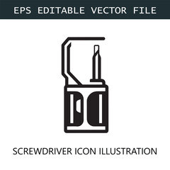 Screwdriver Icon Logo Vector Image in Black and White
