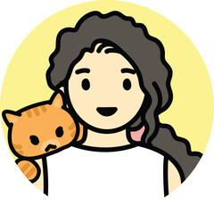 icon people pet-friendly, cat mom, kitten with owner, cattery, pet room, woman with her pet, avatar