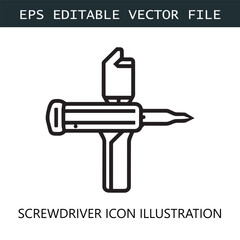Screwdriver Icon Logo Vector Image in Black and White
