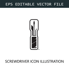 Screwdriver Icon Logo Vector Image in Black and White
