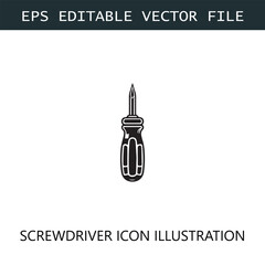 Screwdriver Icon Logo Vector Image in Black and White
