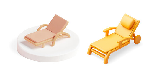 3D Beach lounge chair on a Transparent Background
