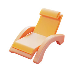 3D Beach lounge chair on a Transparent Background