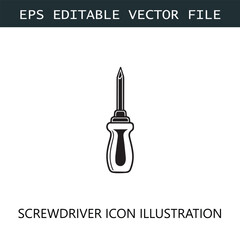 Screwdriver Icon Logo Vector Image in Black and White
