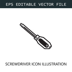 Screwdriver Icon Logo Vector Image in Black and White
