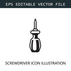 Screwdriver Icon Logo Vector Image in Black and White
