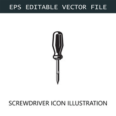 Screwdriver Icon Logo Vector Image in Black and White
