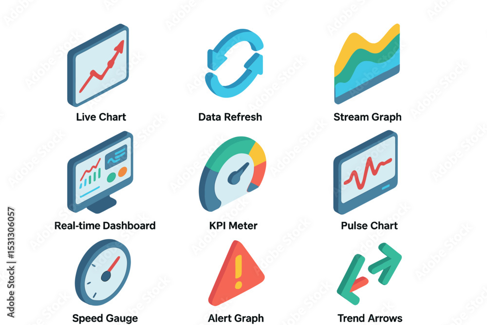 Poster innovative data visualization icons featuring charts and graphs