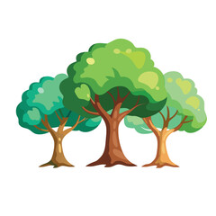 Isolated Broadleaf Tree Vector Art Lush Green Tree Illustration on White Background