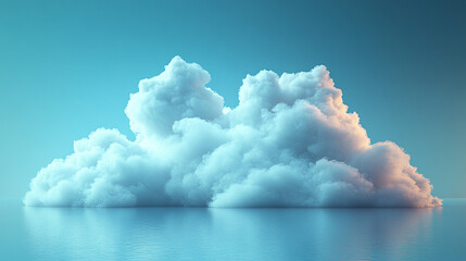 Large cloud formation over calm water, sunset sky