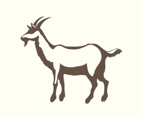 Big white goat. Vector animal