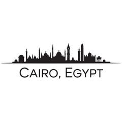 Obraz premium Cairo skyline horizontal banner. Cairo, Egypt. Vector template for your design. Vector black silhouette. with white background