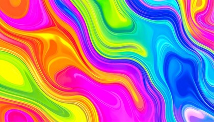 Fototapeta premium Psychedelic Fluid Rainbow Background with Vibrant Swirls and Trippy Gradient Colors for EDM and Festival Design