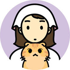 icon people pet-friendly, cat mom, kitten with owner, cattery, pet room, woman with her pet, avatar, black and white cats