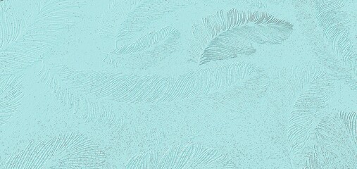 Türkisfarbenes strukturiertes Feder Relief als Hintergrund mit Platz für Text
