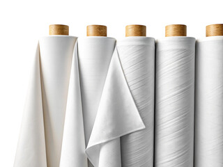 Blank White Cloth Spools. Vertical Fabric Showcase Template. Manufacturing and Design Mockup.