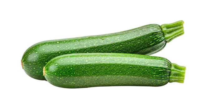 Fresh green zucchini on a transparent background  