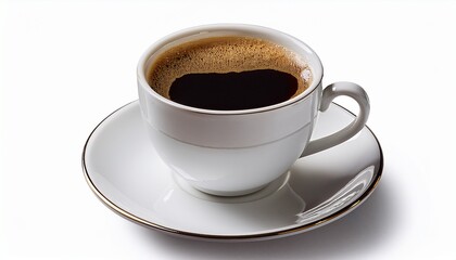 Fototapeta premium classic cup of black coffee in a white ceramic mug isolated on transparent cutout background