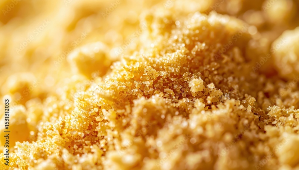 Poster close-up of fine golden breadcrumbs with unique texture
