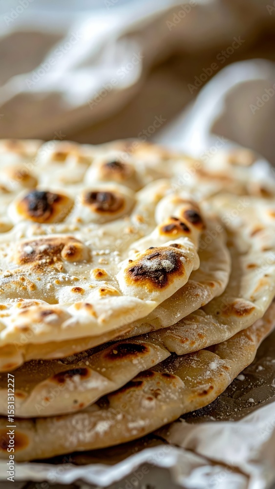 Aufkleber soft and versatile einkorn flatbread stacked on a table surface