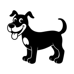 happy dog with a bone vector silhouette