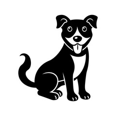 happy dog with a bone vector silhouette