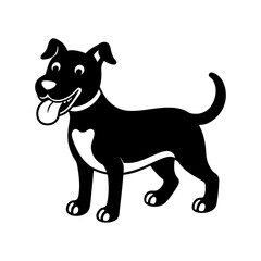 happy dog with a bone vector silhouette