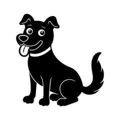 happy dog with a bone vector silhouette