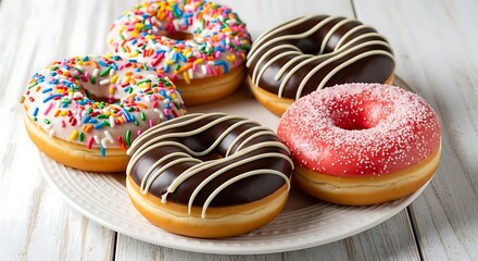 "Assorted Donuts with Sprinkles – Sweet Real Food Photography"

